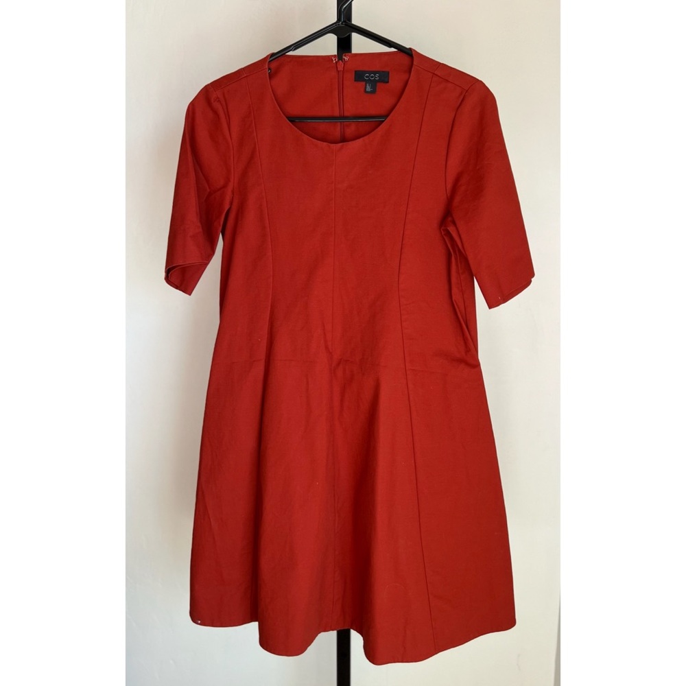 COS Burnt Orange Short Sleeve Dress Size 4 Classic Minimalist